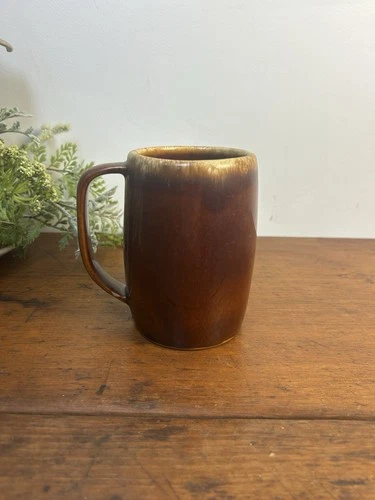 Vintage Hull Ovenproof USA Marked  Brown Drip Glaze Large Mug 5" Tall READ