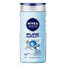 Nivea Men Pure Impact Shower Gel 8.45 Fl Oz Deep Cleansing Skin Care