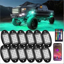 12 Pods LED Rock Lights for Trucks Underglow Wheel Well Light 6000K Pure White