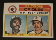 1982 Topps ‘81 Batting Pitching Leaders Eddie Murray Sammy Stewart Card #426 NM
