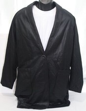Vtg Sherwood Womens Black Long Coat Robe Single Breasted Blazer Jacket Size 12