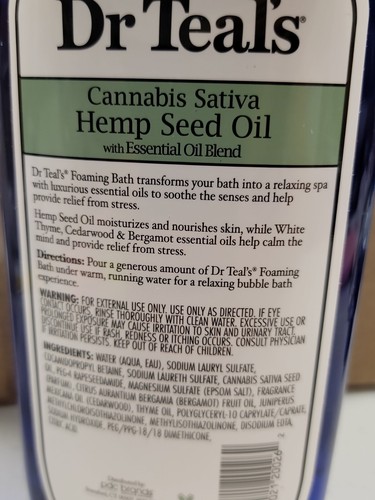 Dr Teal's Hemp Seed Oil Foam Bath, 34 fl.oz. NEW "JUMBO SIZE" - Picture 4 of 6