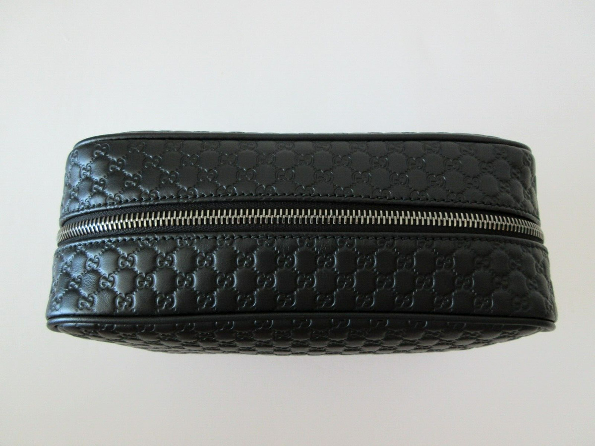 NEW. GUCCI GG Microguccissima Leather Black Toiletry Bag