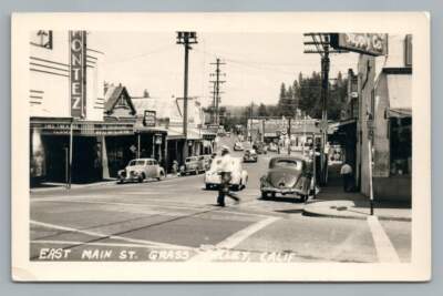 Main Street GRASS VALLEY California RPPC Vintage Real Photo Postcard 1940s
