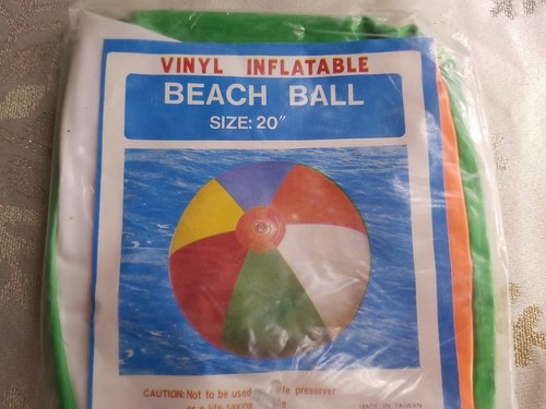 Vintage Vinyl Inflatable Beach Ball 20 Inch Diameter New in Sealed Package - Picture 2 of 3