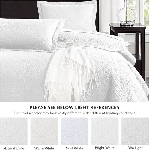 Queen Bed White Bedspreads Soft Bed Summer Quilt Lightweight Microfiber Bedsprea - Picture 4 of 7