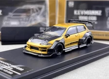 DCM 1:64 Gold CIVIC Kevmannz GT EG6 Short Widebody Model Diecast Metal Car