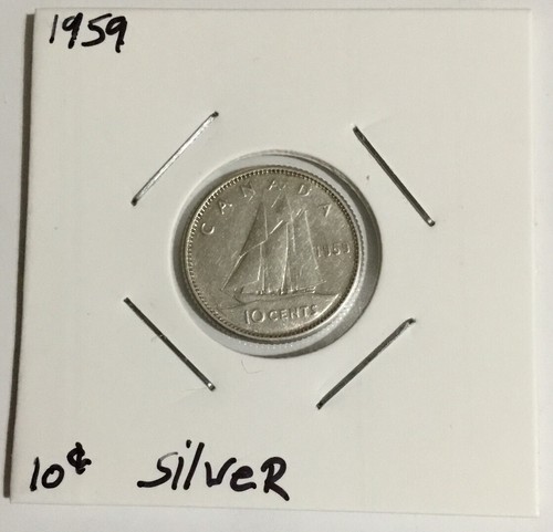 Canada 1959 Ten Cent Silver Dime Mint Error Queen Elizabeth II XF Circulated - Picture 3 of 7