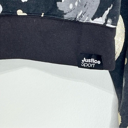 Justice Girls Cropped Black Splatter Fleece Crewneck Sweatshirt Size 16 18 XXL - Picture 10 of 12