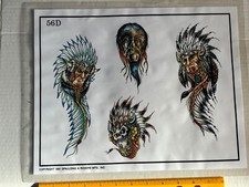 Vintage 1991 Spaulding Rogers Tattoo Flash Sheet D Series 56D
