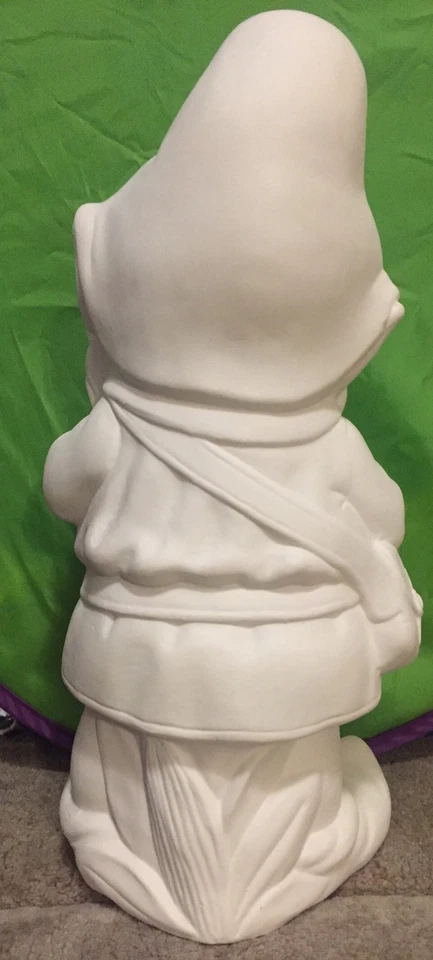 "Gnomo de jardín grande bisque de cerámica pintura en U listo para pintar Alberta 16""x8""x7""" Foto 4 de 4