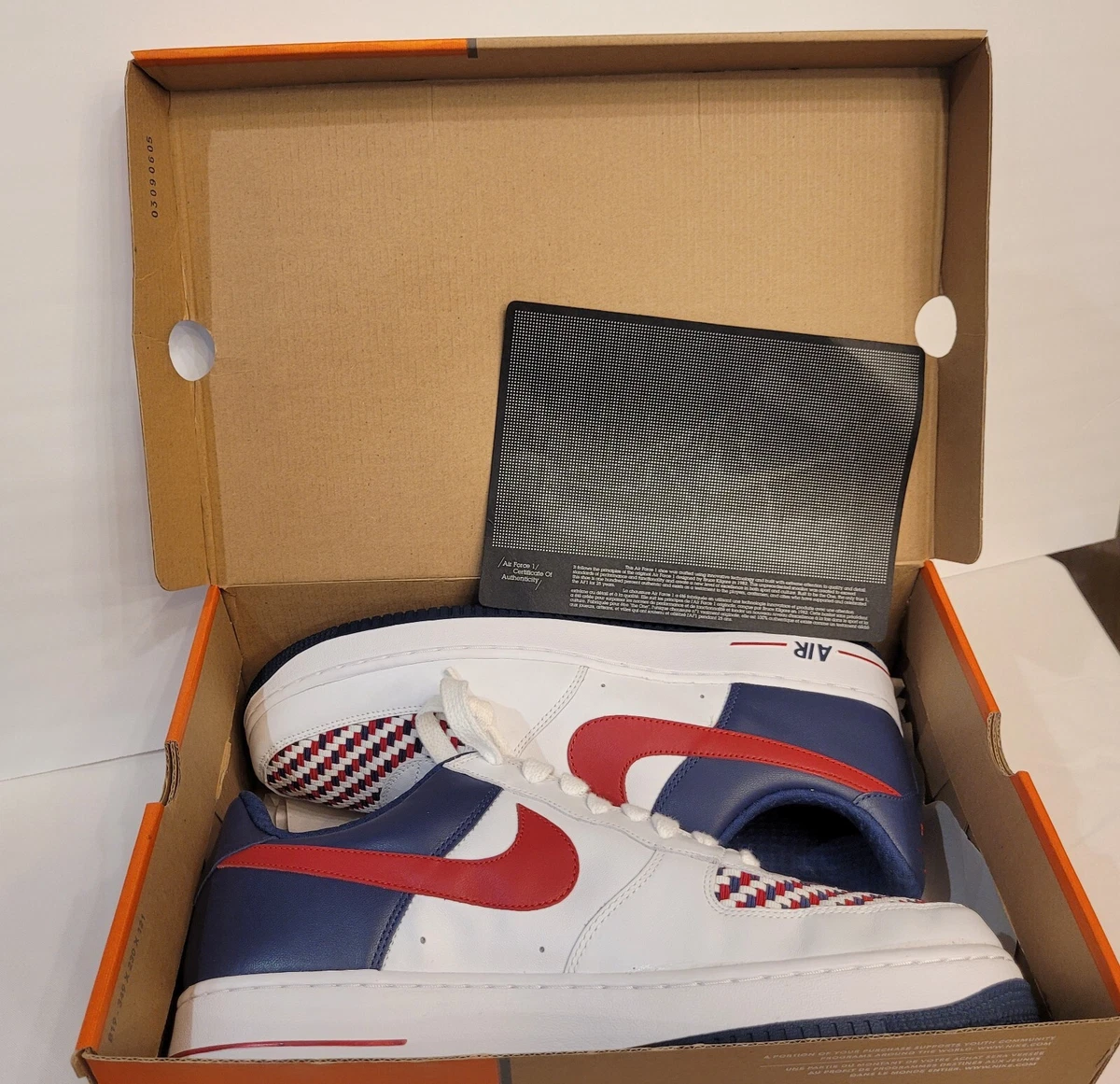 Nike Air Force 1 Premium RARE Low White Varsity Red Midnight Navy