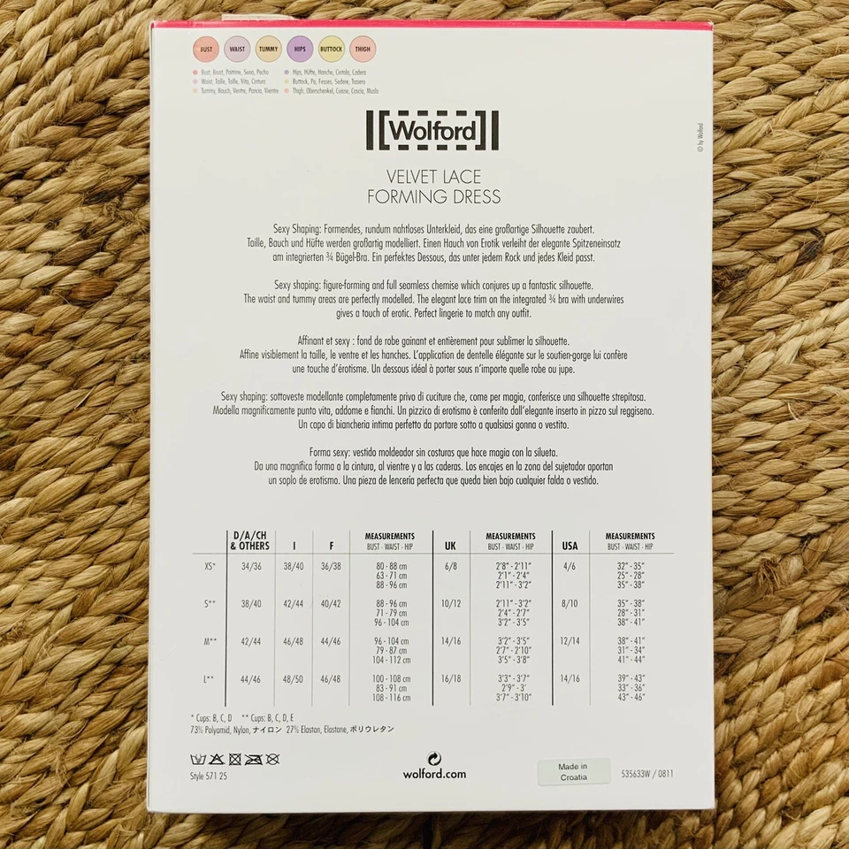 Wolford | Vestido Formador de Encaje de Terciopelo | Prendas moldeadoras Med Control en Tostado Crema ~ XS D Foto 3 de 4