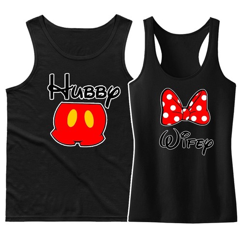 Hubby Wifey Couple Matching Tank tops mickey minnie disney vacation anniversary - Picture 5 of 6