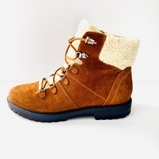 Marc Fisher New Suede Brown Hiking Winter Boots with Faux Fur Trim Size 9m