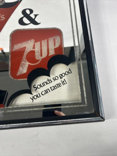 Vintage 1970s/80s Seagram's 7 Whiskey 7-Up Soda Pop Wall Hanging Mirror Sign 7&7 - Picture 3 of 7