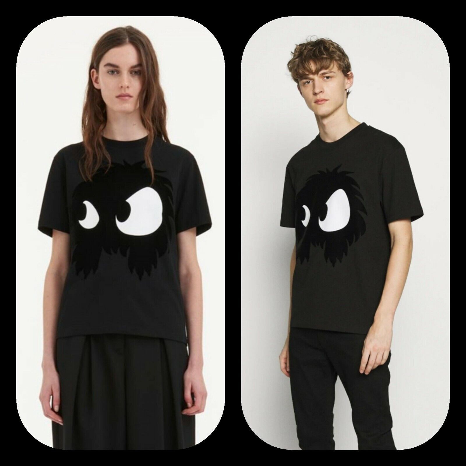 MCQ MONSTER T-SHIRT UNISEX  FELT LOGO BLACK RARE SIZE XS,S,M & L BNWOT image 2