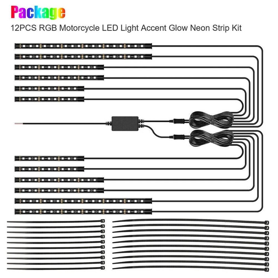 16pc RGB Motorcycle LED Neon Under Glow Lighting Kit For Harley Davidson Music E - Foto 4