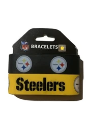 Pittsburgh Steelers NFL Rubber Wristband Bracelet Set Of 2