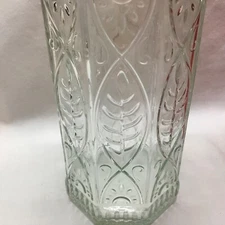 Decorative Clear Thick Octagonal Glass Bottle - 11 3/4”