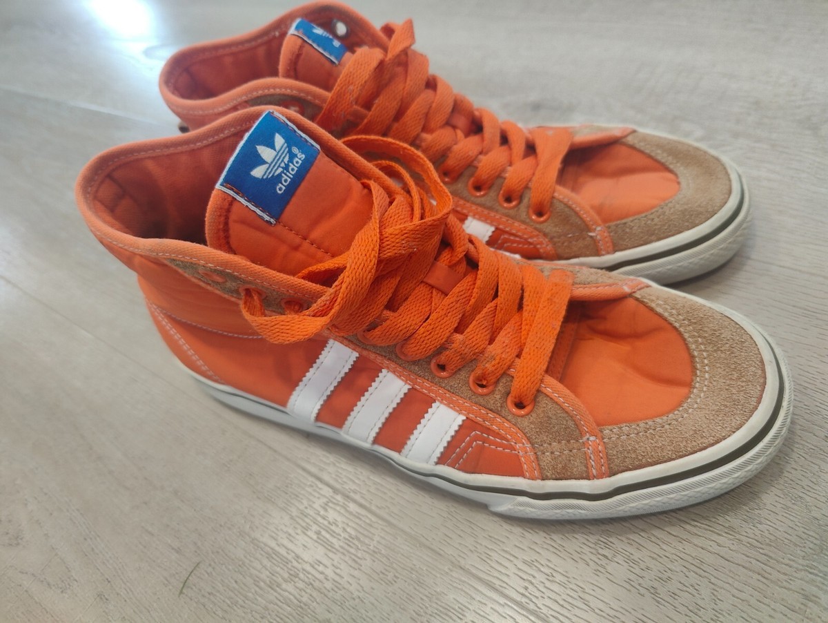 ADIDAS NIZZA HI-TOPS RETRO VINTAGE TRAINERS/ ORANGE Sneakers UK