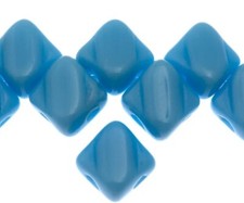 Czech Glass 6mm Two Hole Silky Beads Opaque Light Blue  40pcs 
