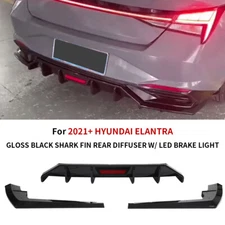 Glossy Black Rear Bumper Diffuser Lip Spoiler For Hyundai Elantra 2021-2023