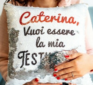 Cuscino Di Paillettes Con Frase Segreta Vuoi Essere La Mia Testimone E Cuore Ebay