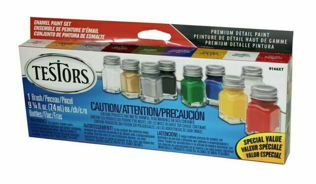 Testors 9115 Enamel Paint Set (1 Brush, 7 Jars)