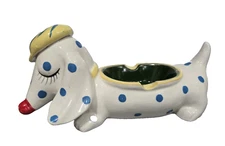 VTG Ceramic Spotted Dog Trinket Dish Dachshund Ashtray Enesco Japan