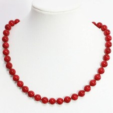 Collana uomo donna unisex vero corallo rosso naturale 8 mm con GARANZIA e NUOVA