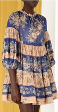 Zimmermann Moonshine Tuck Mini Dress Watercolour Floral Size 0 AU8 US4