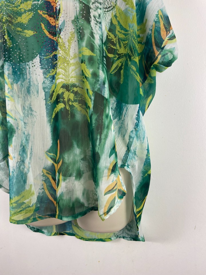 Klass UK size 12 green poncho style see through top eBay