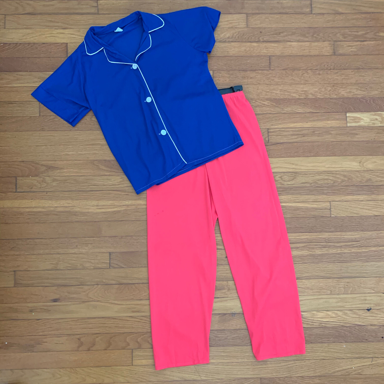 Vintage 60's Nylon Pajamas Red White and Blue size XS Gem