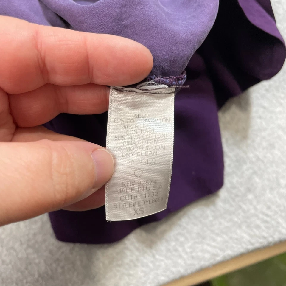 Ella Moss Nightgown Woman XS Purple Slip Dress Silk Blend Ruffle Lingerie Gown - Image 4 of 4