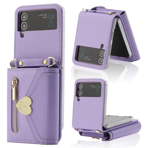 For Samsung Galaxy Z Flip 7 6 5 4 3 Leather Wallet Case Crossbody Strap Cover - Picture 39 of 84