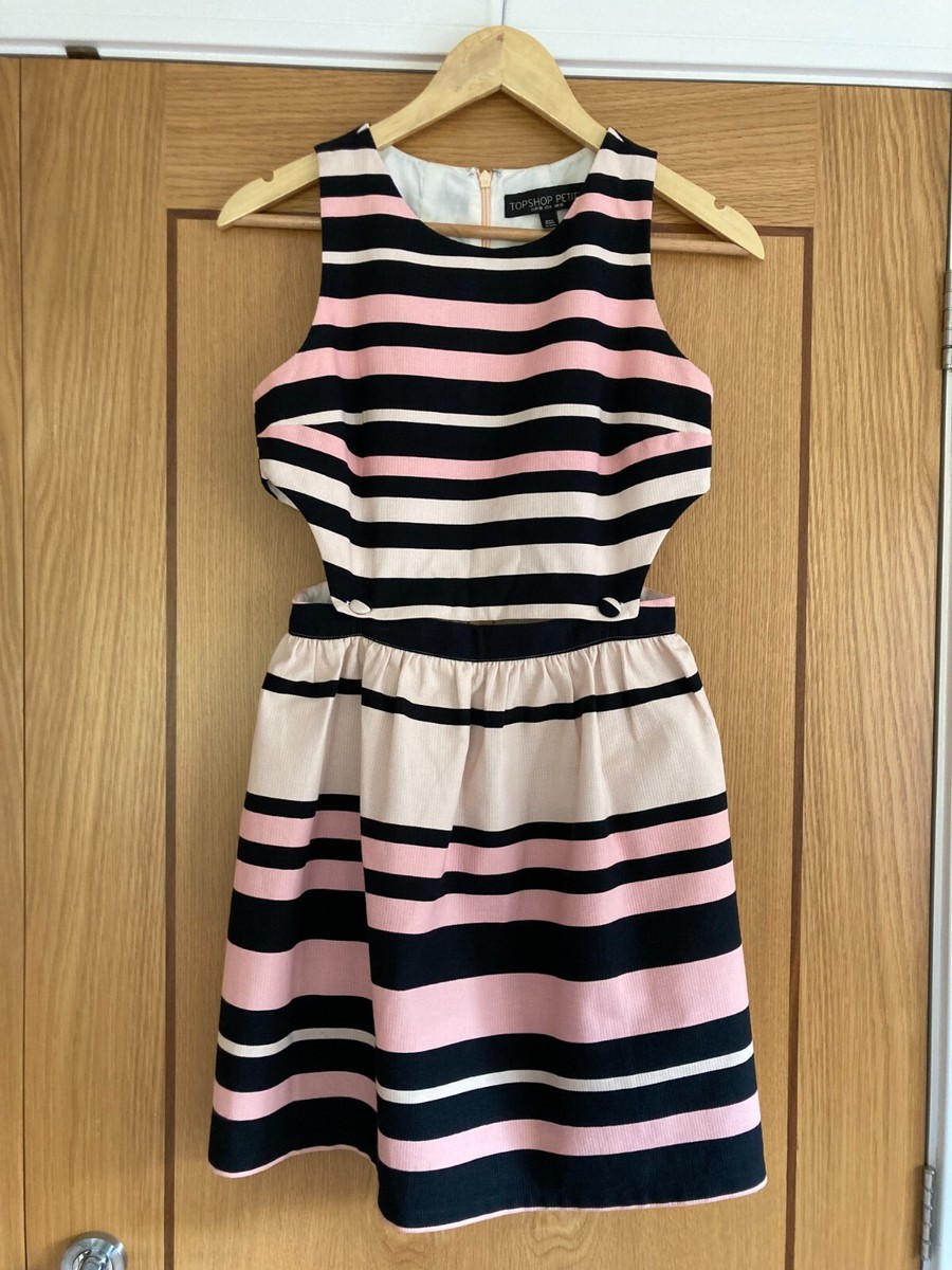 Summer Dress Pink White Black Striped Mini Smart casual UK 10 Petite Top  Shop | eBay UK