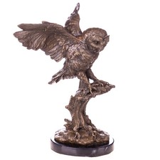 Bronze Sculpture of an Owl Art deco on a black marble base after Milo