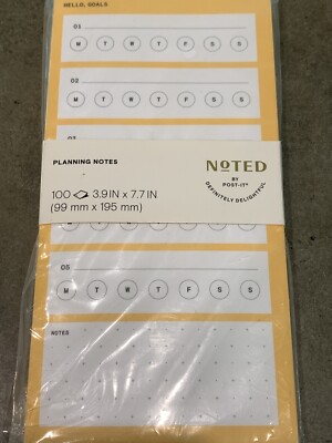 Noted By Post-It Planning Notes  Hello, Goals  3.9 x 7.7 100 Sheets Each