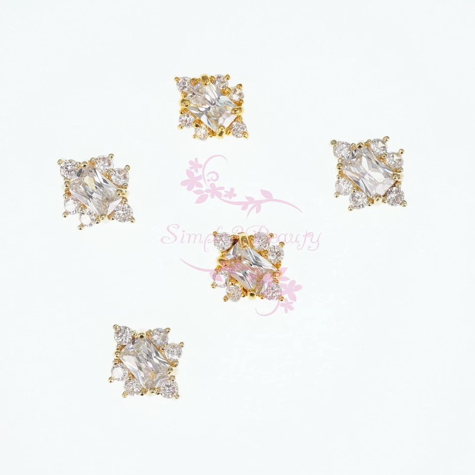 5PCS Luxury Bling Clear Zircon Rhinestones Charms 3D Nail Art Manicure Jewelry - Image 3 of 4