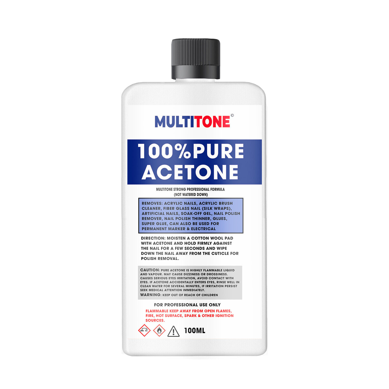 100% pure acetone dissolve nail glue/ nail tips uv gel remover  250ml/100ml/50ml