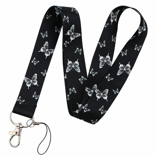 Porte-clés papillon lanière sangle de cou pour porte-monnaie sacs carte d'identité badge cordon - Photo 16/19