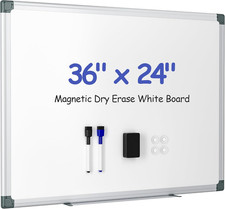 Magnetic White Board for Wall, 36" X 24" Dry Erase Board Kit with 2 Magnetic Dry