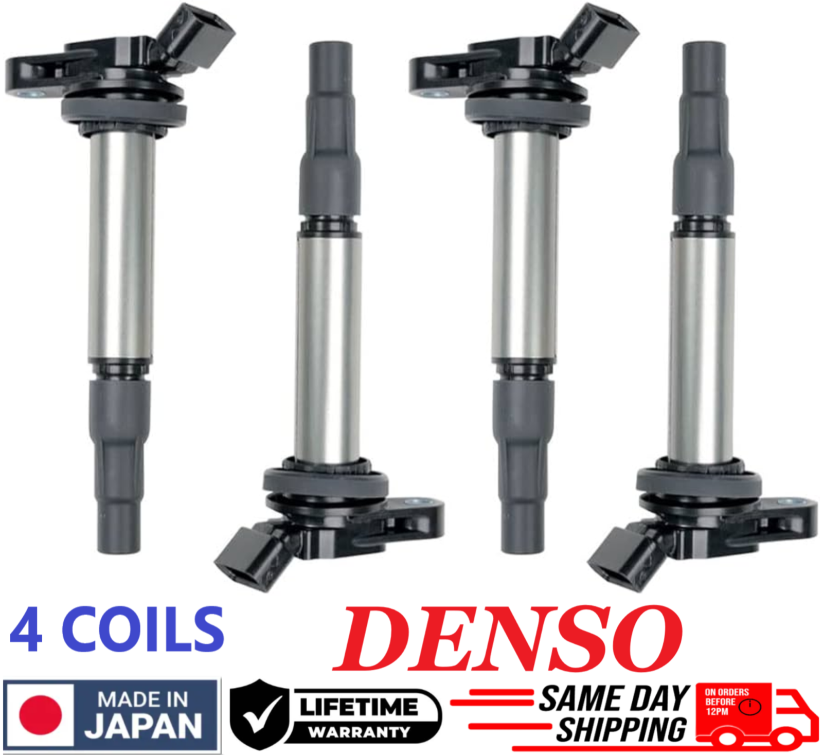 4 GENUINE Ignition Coils For 2008-2015 Lexus CT200h 1.8L I4, 90919-02258 OEM SET