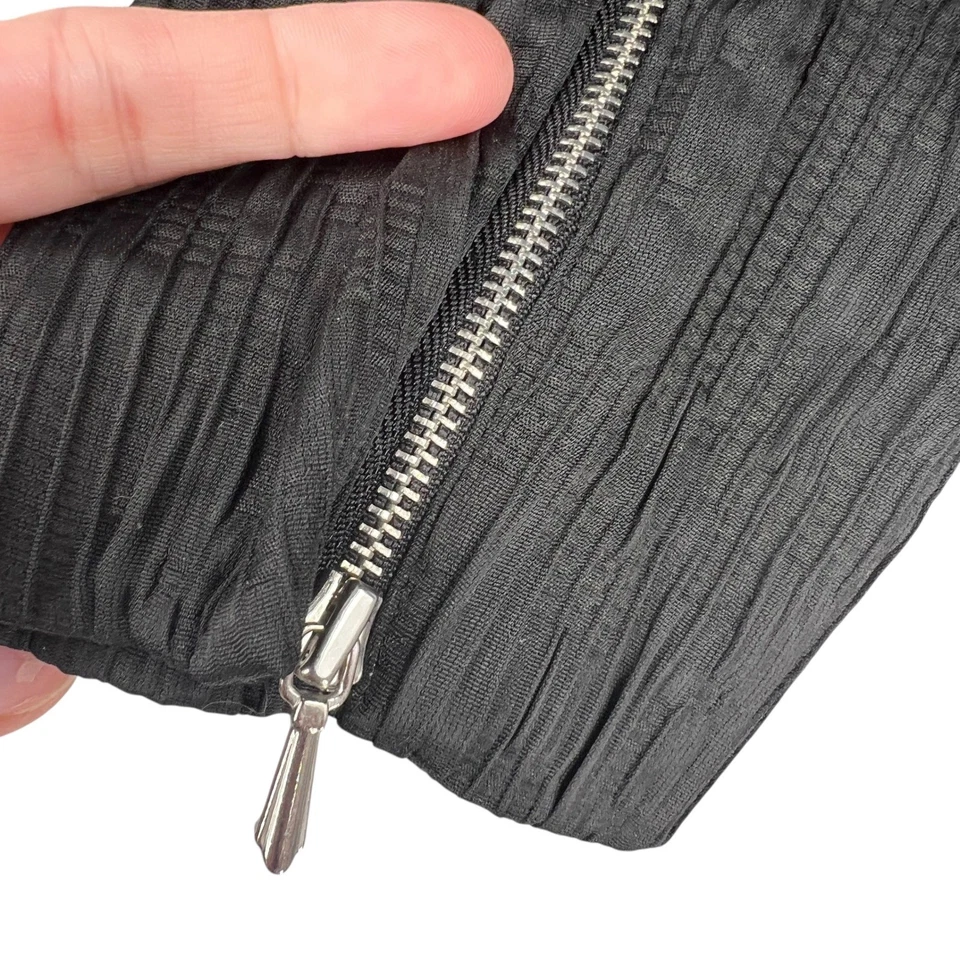 Rachel Roy Black Pleated Asymmetrical Zipper Jacket Size 8 Minimalist Edgy - Image 4 of 4