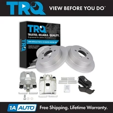 TRQ Rear Semi Metallic Brake Pad Coated Rotor & Caliper Kit For Jeep Wrangler