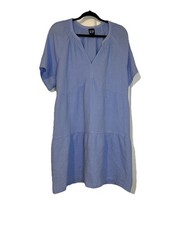 Gap Blue Textured Short Sleeve Dress 100 Percent Cotton Women's Size XL