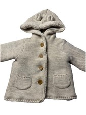 Carter  s Baby Knit Hooded Sherpa Cardigan 12 Months   Beige Button Front Jacket