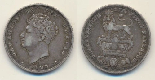 Photo of a 1825 Great Britain Shilling (1816-1837) from an eBay listing that sold on Jul 18, 2026