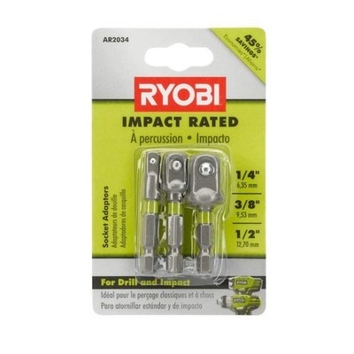 RYOBI AR2034 Impact Rated Socket Adaptor Set (3-Piece) One Size